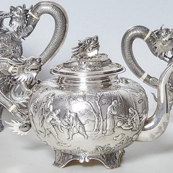 silver teapot